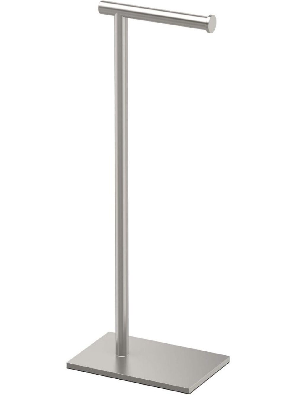 Freestanding Toilet Paper Holder Stand with Weighted Base, Modern Satin Nickel